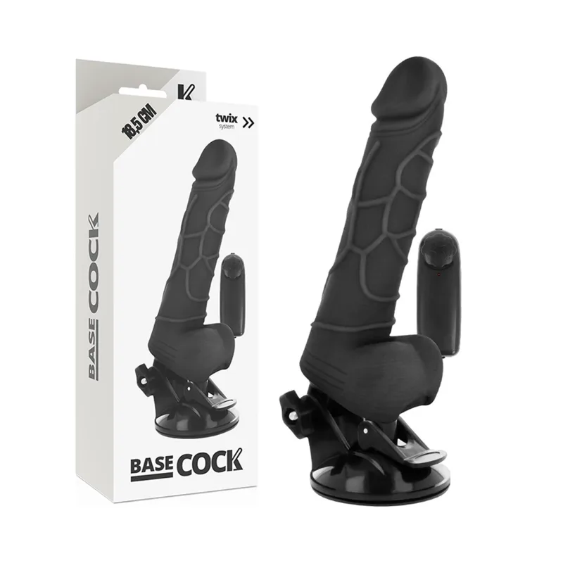 Basecock - Controle Remoto Vibrador Realístico Preto 18,5 cm -o- 4cm