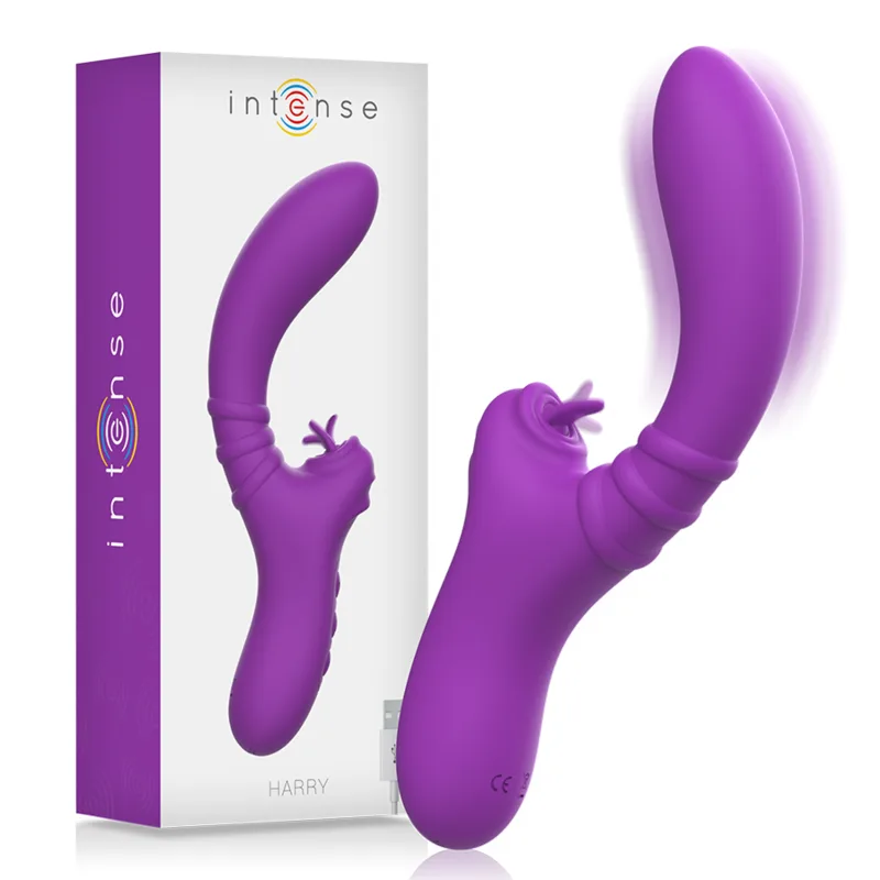 Intense - Vibrador Flexível Harry com Língua Roxa