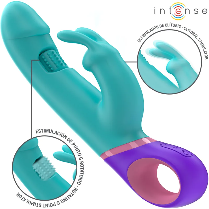 Intense - Monica Rabbit Vibrador com Estimulador G-Spot Rotativo Azul