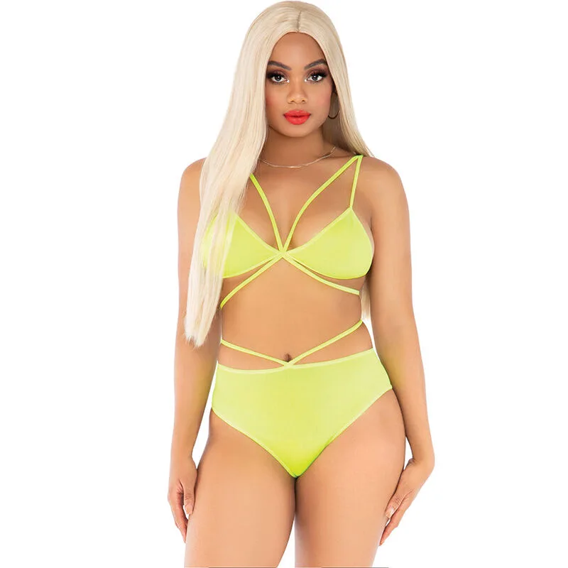 Leg Avenue - Top & Panties Yellow with Straps