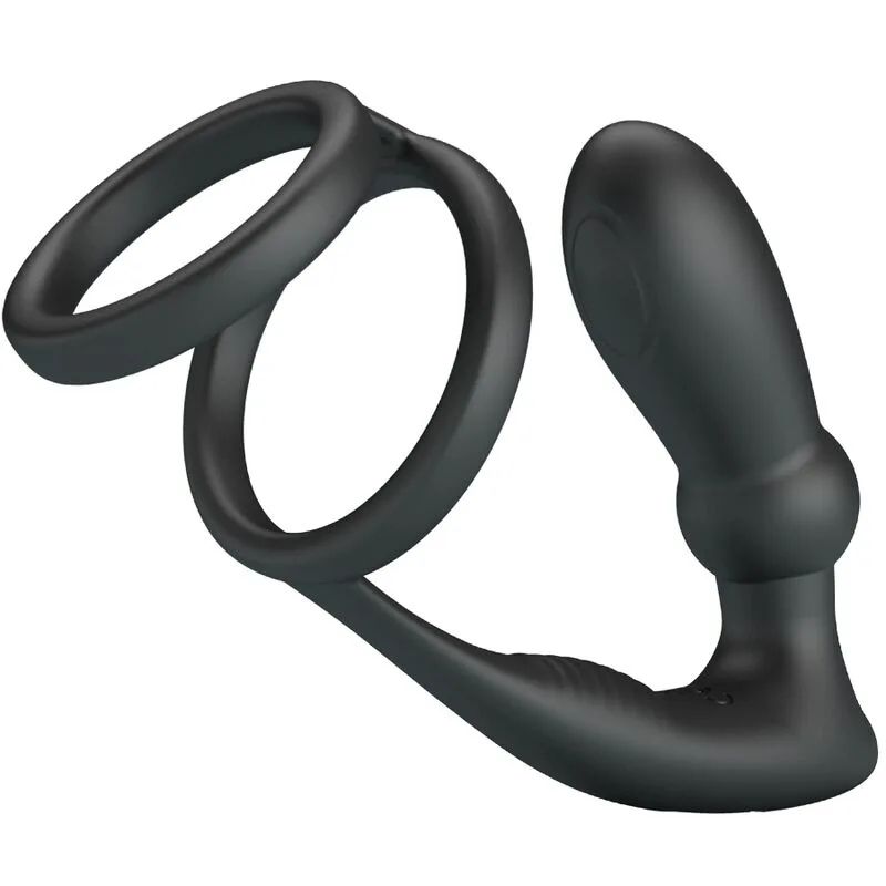 Pretty Love - Emoni Penis Ring + Anal Plug 12 Vibrations Black