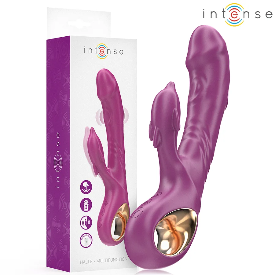 Intense - Vibrador Multifuncional Halle com Língua Estimulante de Golfinhos Roxo