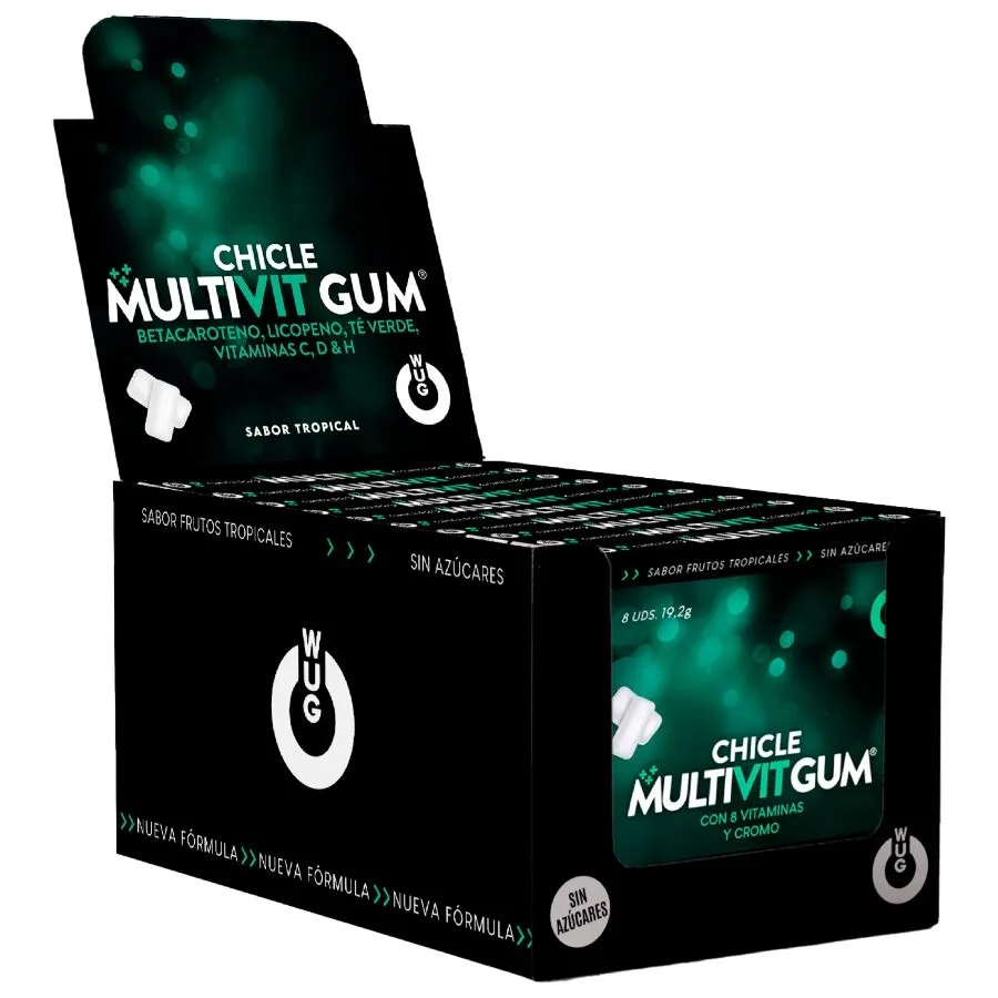 Wug Gum - Multivit Vitamin C, H, D, Beta-Carotene, Lycopene and Green Tea | Display 12 X 8 Units