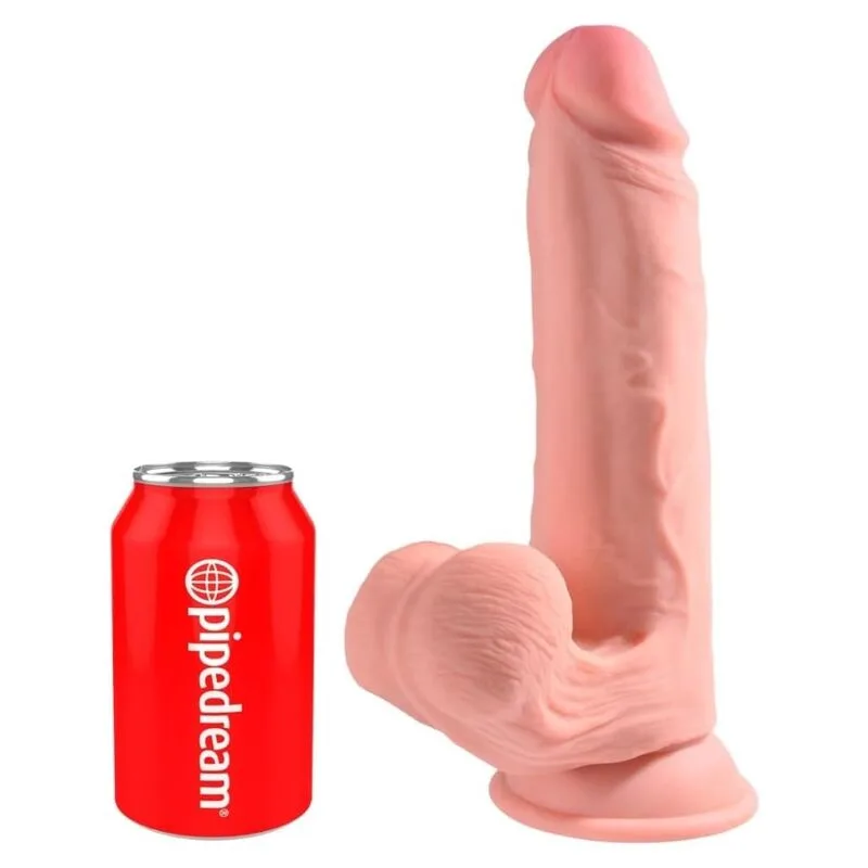 King Cock Plus - Triple Density Realistic Dildo with Swinging Testicles 23 cm Flesh