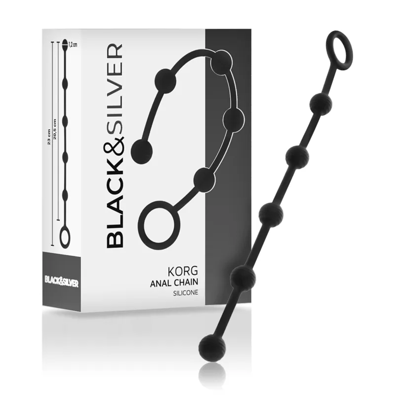 Preto&Silver - Korg Anal Rosário Silicone Iniciação 21 cm
