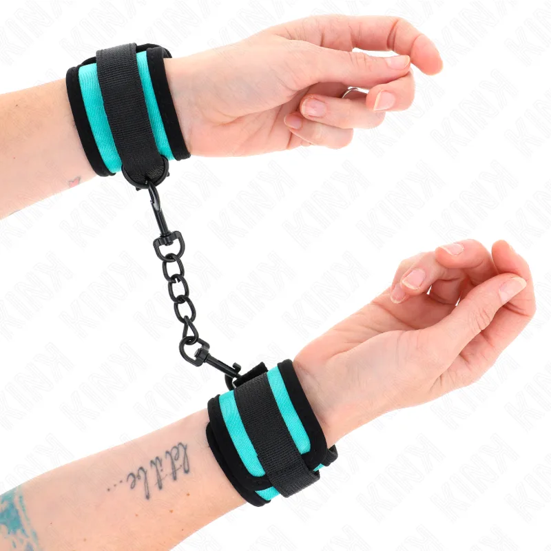 Kink - Hook and Loop Nylon Bind Wrist Restraints Black-Blue Adjustable 18-32 cm X 5 cm