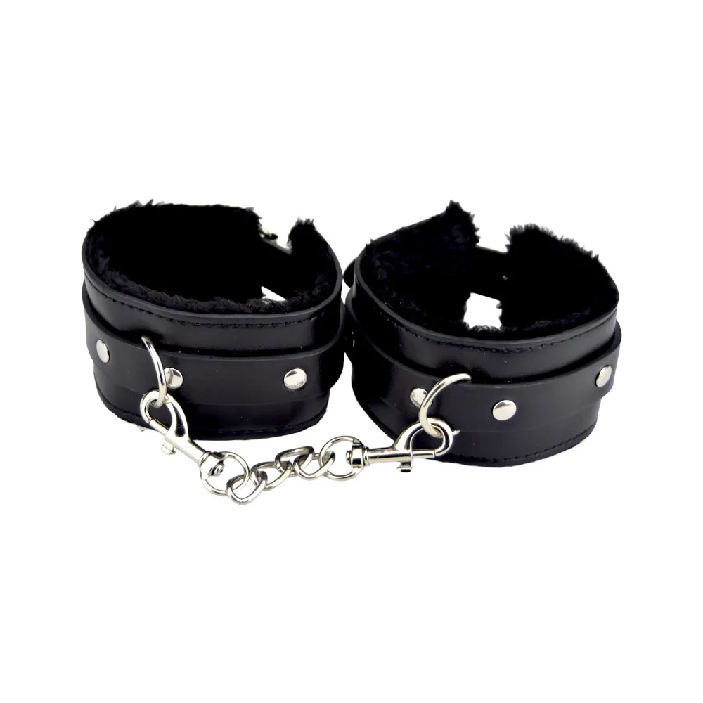 Bound to Please Algemas de Pulso em Pelúcia Preto