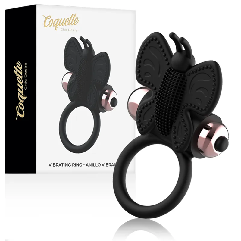 Coquette Chic Desire - Anel Borboleta com Vibrador Preto/ Ouro