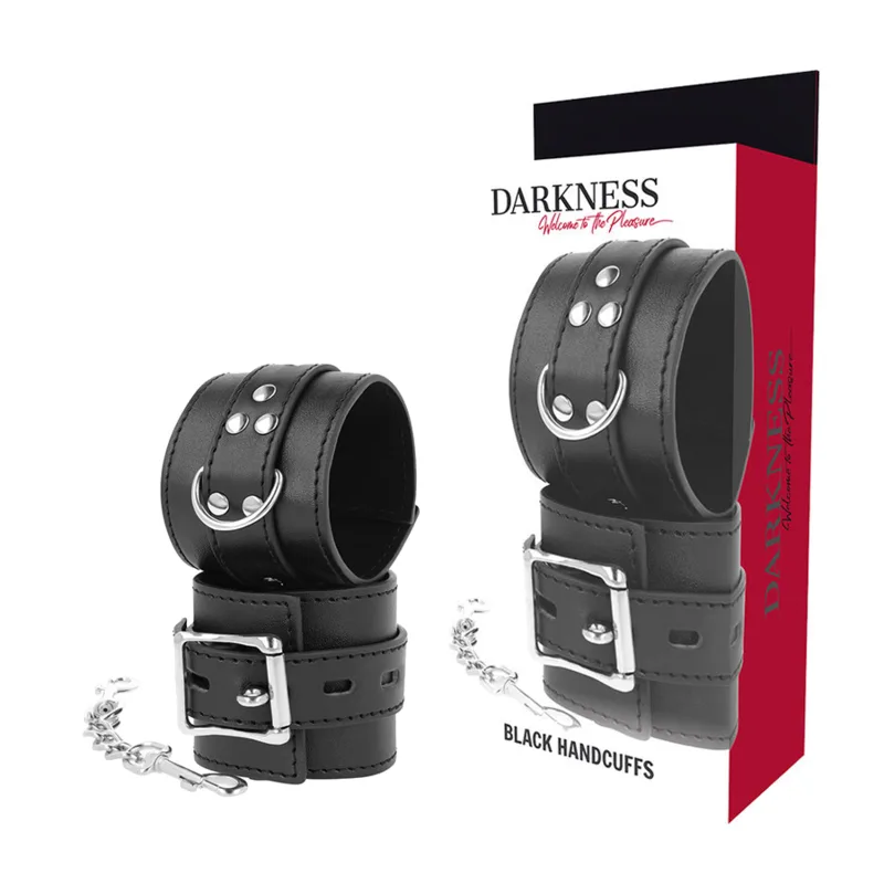 Darkness - Algemas de Couro Preto