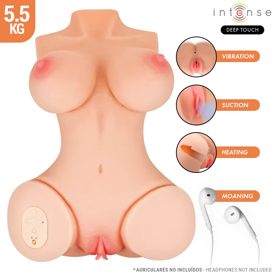 Intense Deep Touch - Vero Torso Vaginal com Efeitos de Sucção, Calor, Vibração e Voz L 5,5 kg