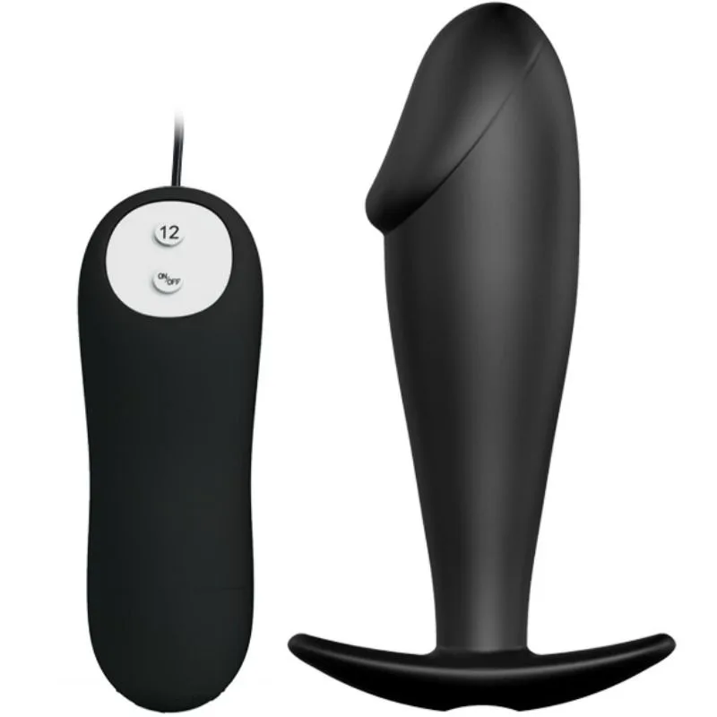 Pretty Love - Silicone Anal Plug Penis Form and 12 Vibration Modes Black