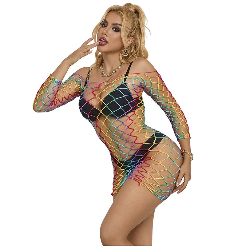 Subblime - 952426 Rainbow Manga Longa Fishnet Vestido Tamanho Único