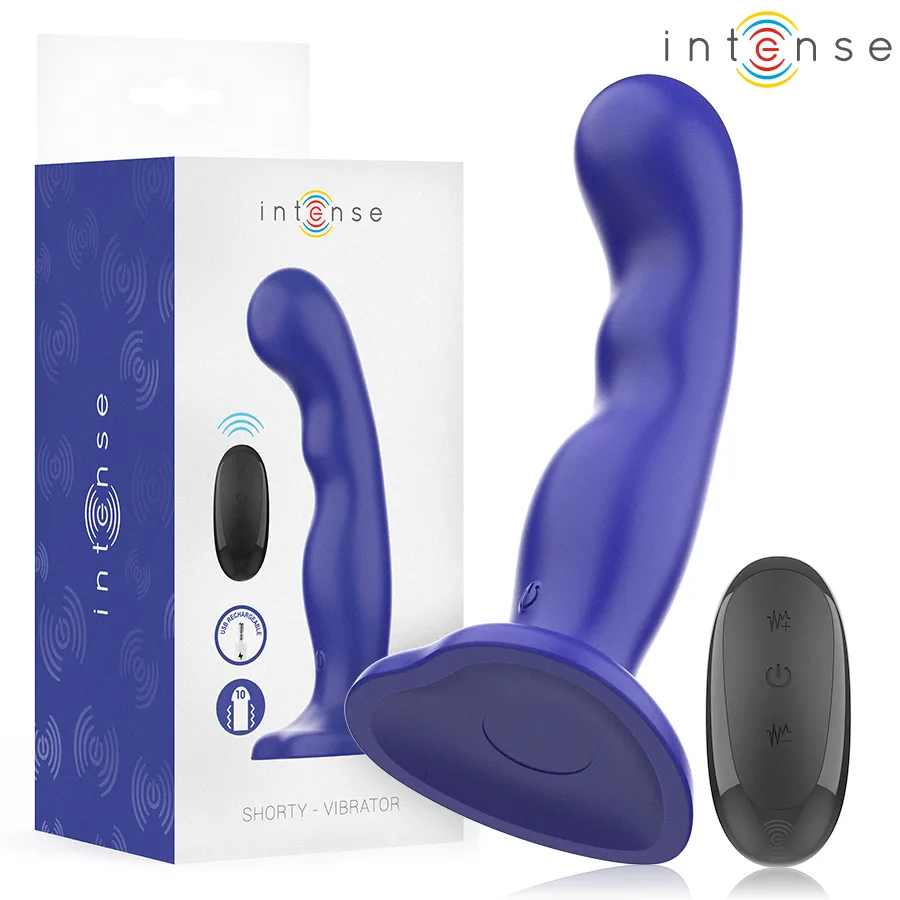 Intense - Vibrador Shorty com Ventosa Azul Controle Remoto