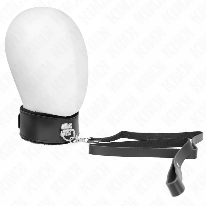 Kink - Colar com Cinto 116 cm com Alça de Couro Preta Ajustável 40-48 cm X 6 cm