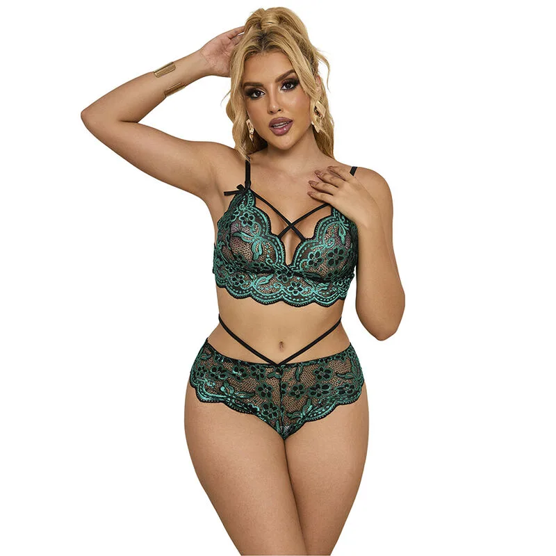 Subblime - 954086 Sutiã + Cueca Renda Verde S/M