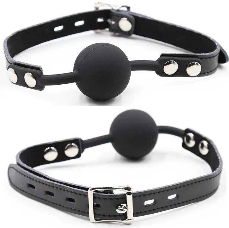 Ohmama Fetish - Gag de Bola de Silicone com Cinto de Couro (Cadeado Incluído)