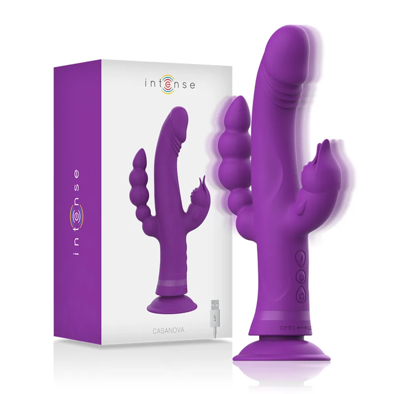 Intense - Vibrador de Silicone Casanova Coelho Triplo Motor Roxo