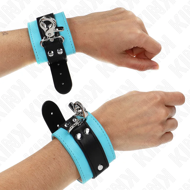 Kink - Retenções de Pulso Fecháveis Premium Preto / Azul Ajustáveis 21-28 cm X 5,5 cm