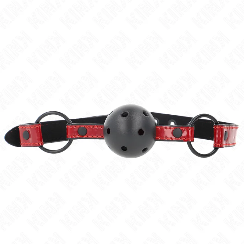 Kink - Bola de Couro Brilhante 4,5 cm Mordaça 63,5 X 2 cm Ajustável 41 X 59 cm
