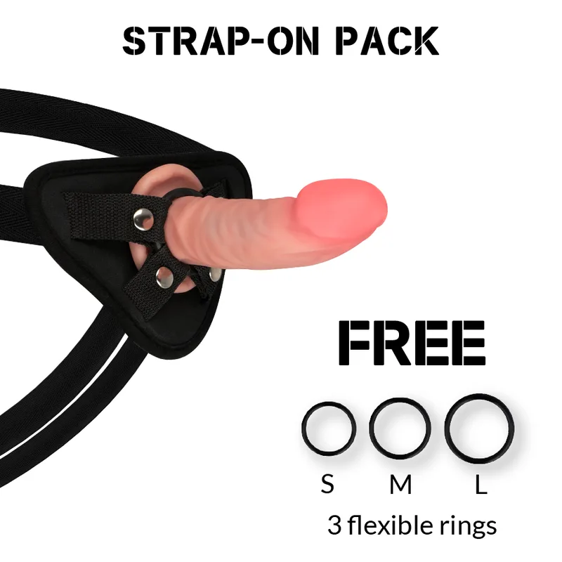 Rockarmy - Harness + Dual Density Tiger Realistic Dildo 14 cm -O- 4.46 cm