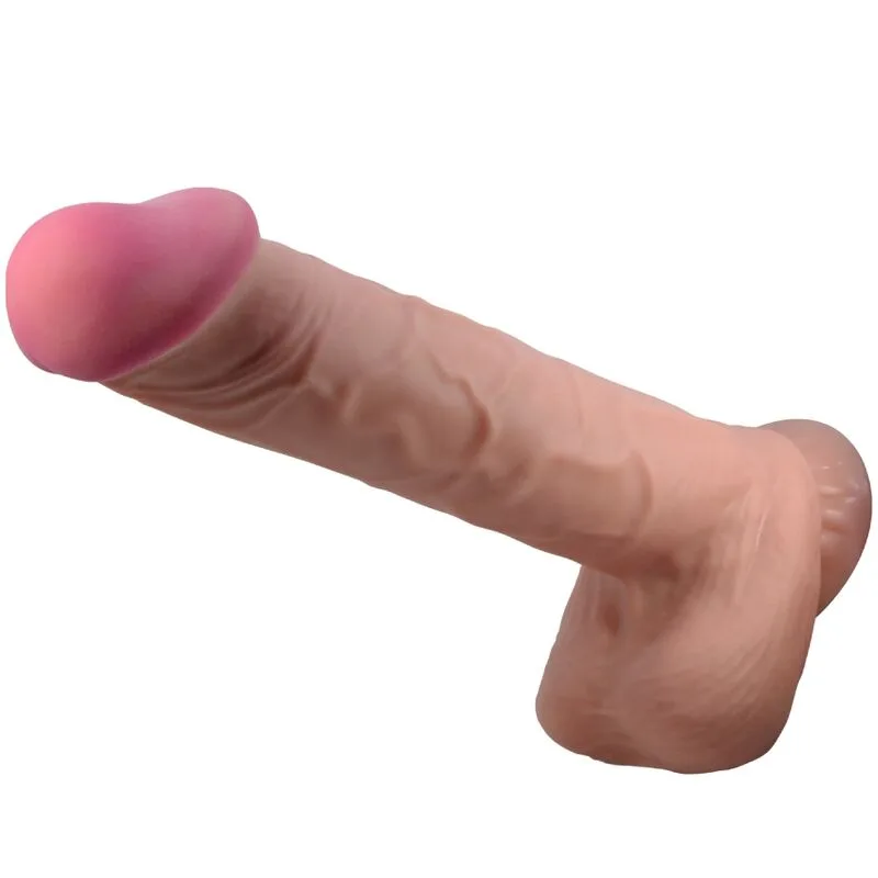 Pretty Love - Sliding Skin Series Realistic Dildo with Sliding Skin Suction Cup Brown 26 cm