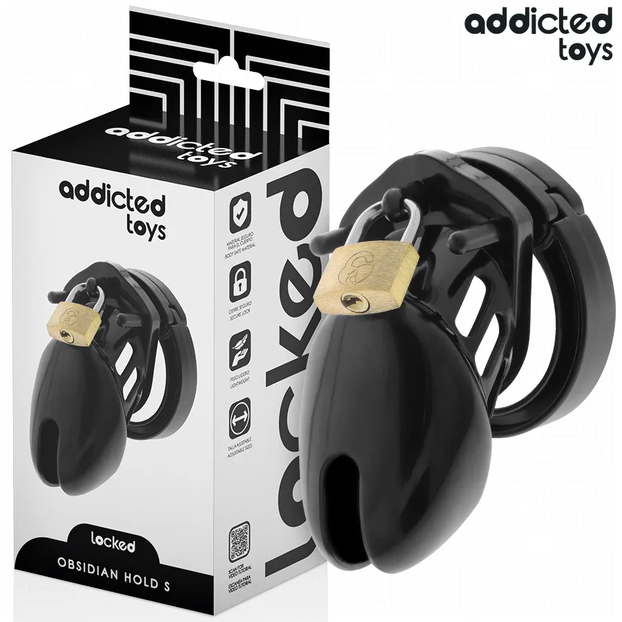 Addicted Toys Locked - Gaiola de Pénis de Obsidiana Tamanho S