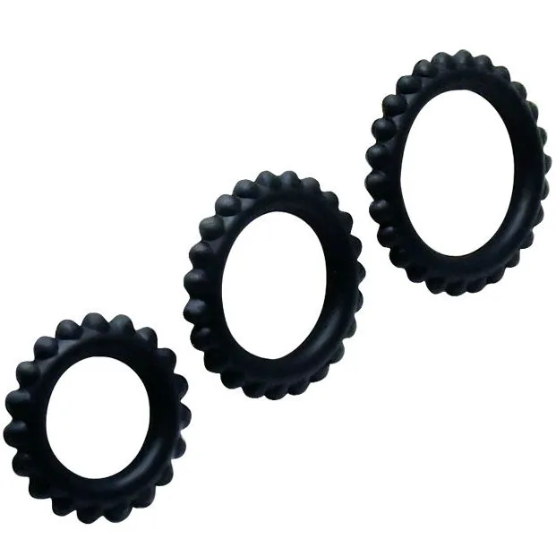 Baile - Conjunto Titan 3Pcs Anel para Galo Preto 2,8 + 2,4 + 1,9 cm