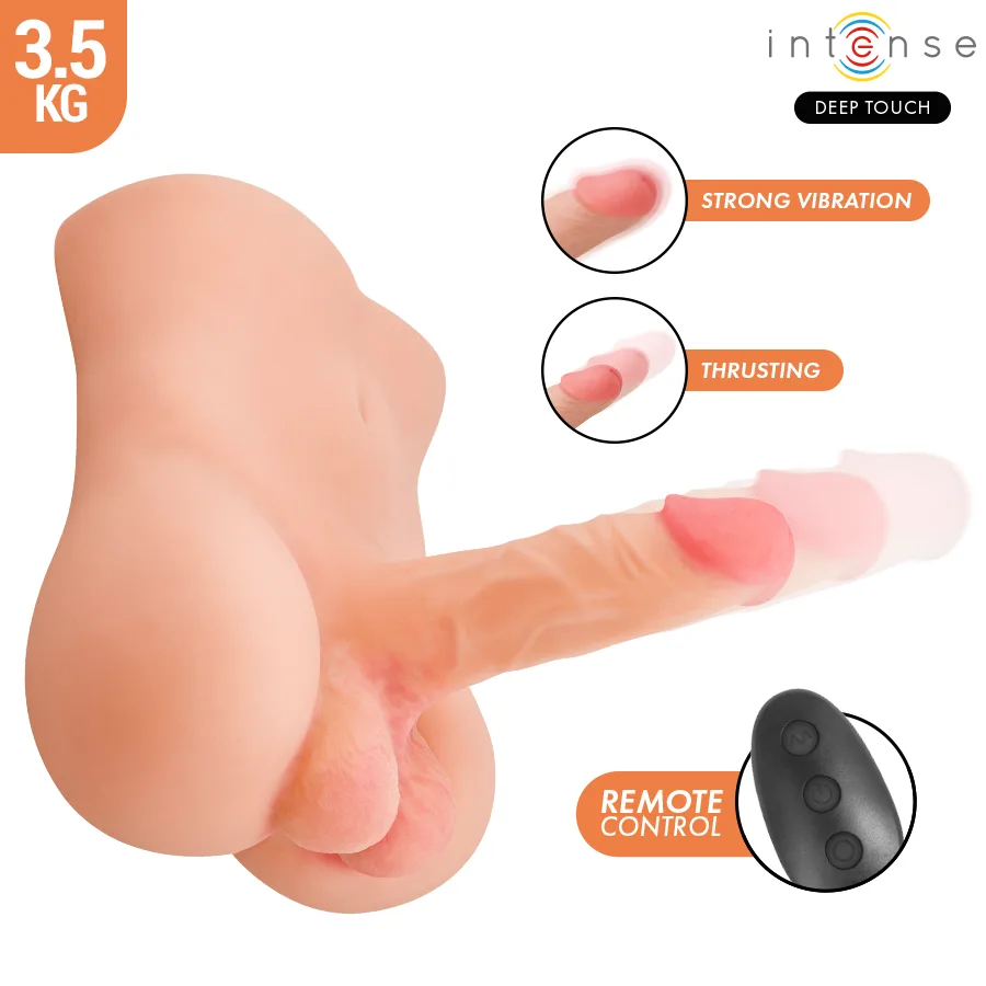 Intense Deep Touch - Torso Damien com Dildo Realista com Função de Pressão e Vibração, Controle Remoto, 3,5 kg