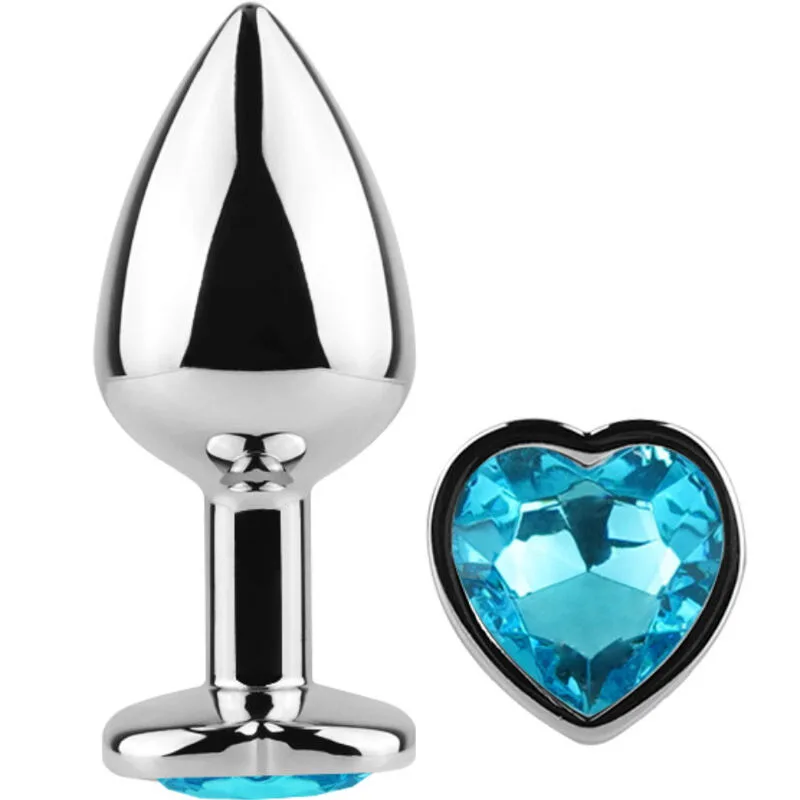 Secretplay - Plug Anal de Metal Corao Azul Tamanho Pequeno 7 cm