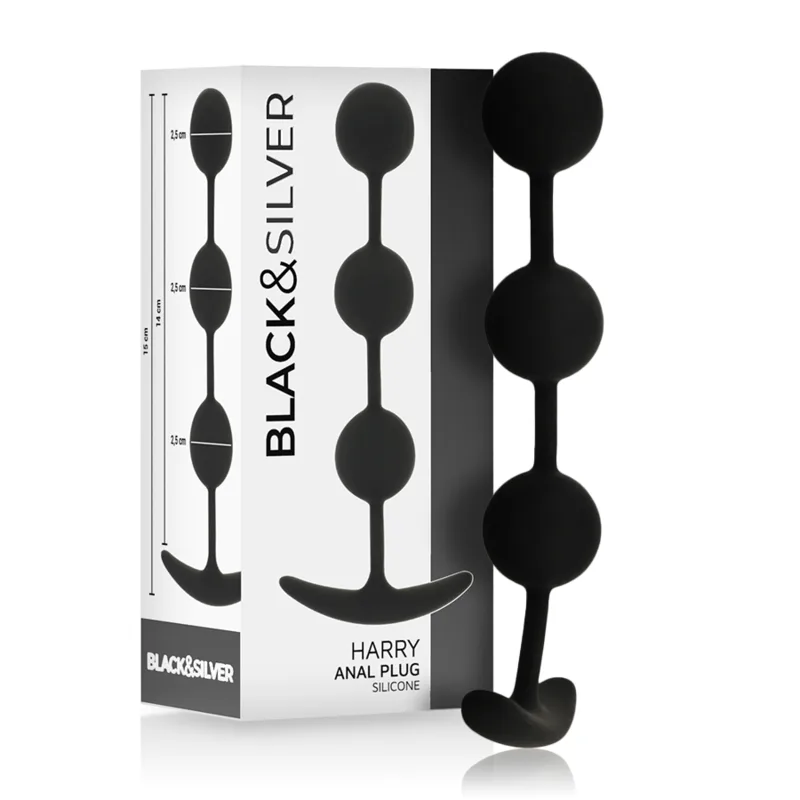 Preto&Silver - Rosário Anal Harry 3 Esferas de Silicone 14 cm