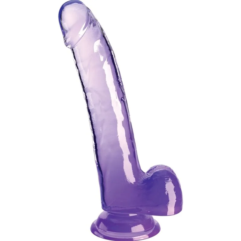 King Cock - Clear Dildo com Testículos 20,3 cm Roxo