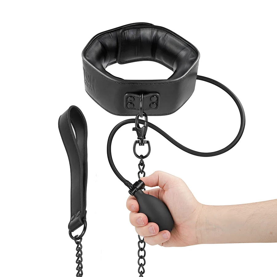 Fetish Submissive Bondage - Coleira de Estrangulamento Inflável com Corrente