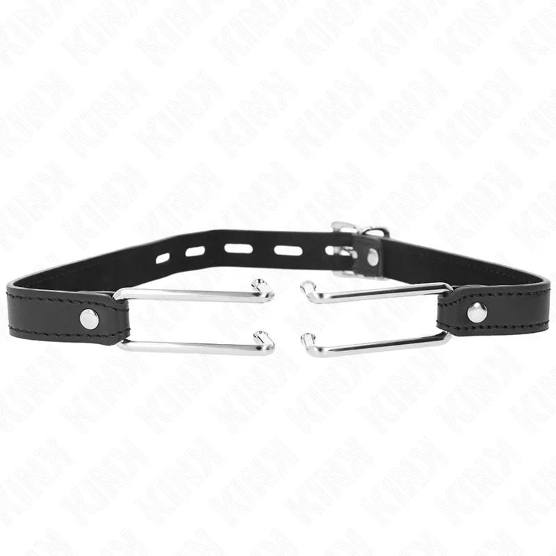 Kink - Mordaça de Gancho de Metal 11,5 cm com Alça de Couro Ajustável 39-58 cm X 2 cm