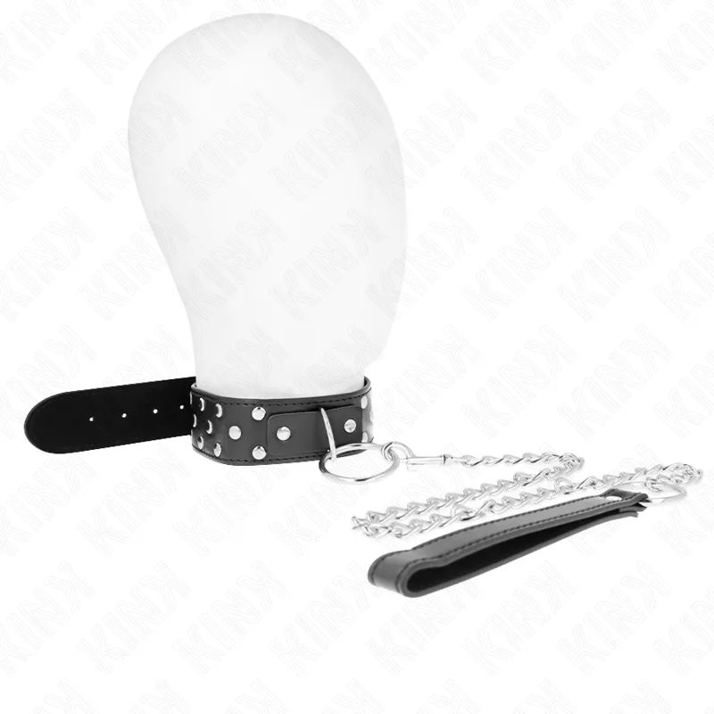 Kink - Colar de Alça de Rebite de Anel com Cinto 65 cm Preto Ajustável 36-50 cm X 3,8 cm