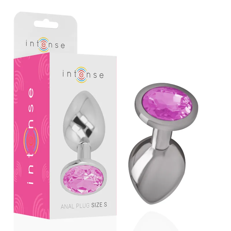 Intense - Plug Anal de Metal de Alumínio com Cristal Rosa Tamanho S