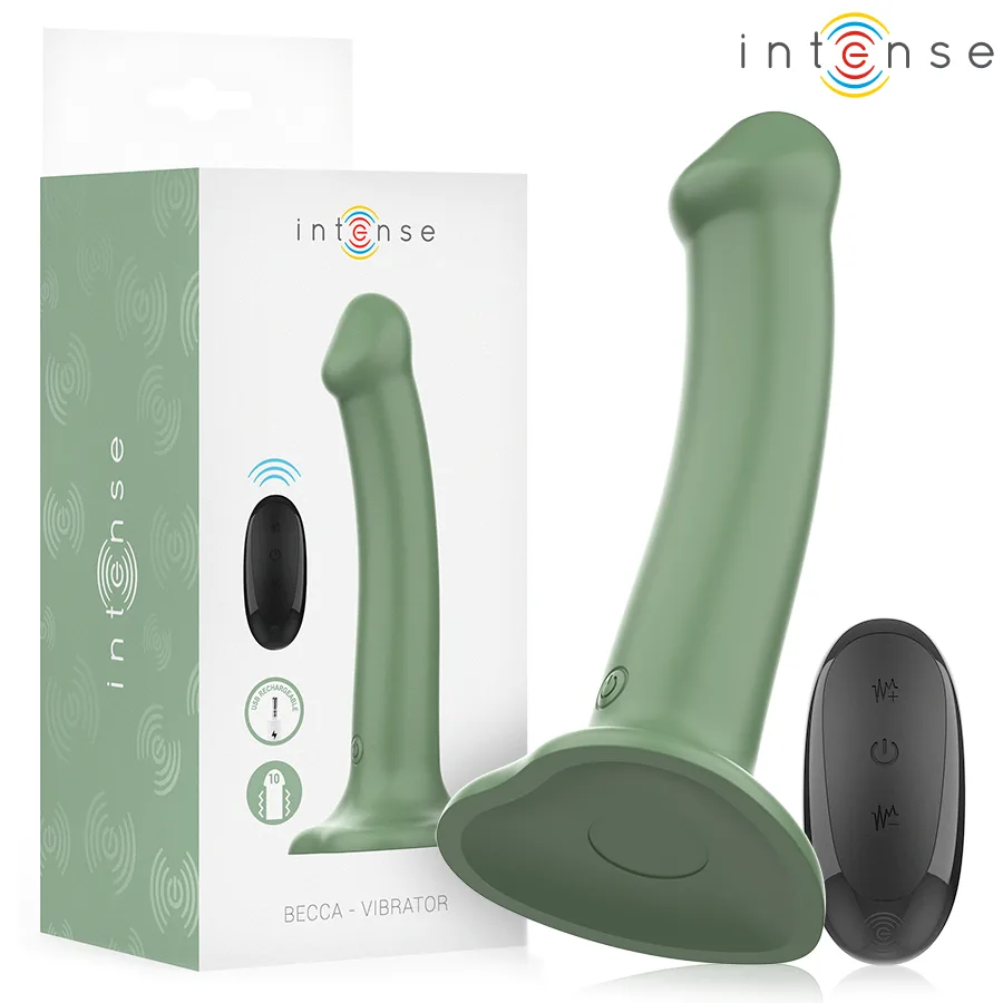 Intense - Vibrador Becca com Ventosa 10 Vibrações Verde Controle Remoto