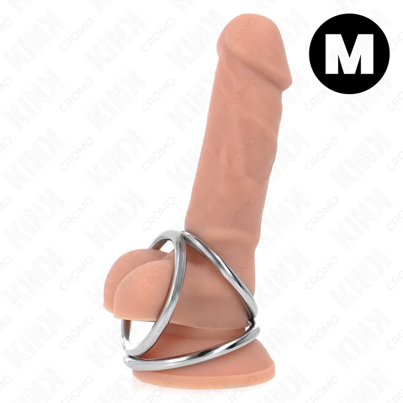 Kink - Anel de Pénis Triplo de Metal Cromado 3,8 cm a 5 cm Modelo 2