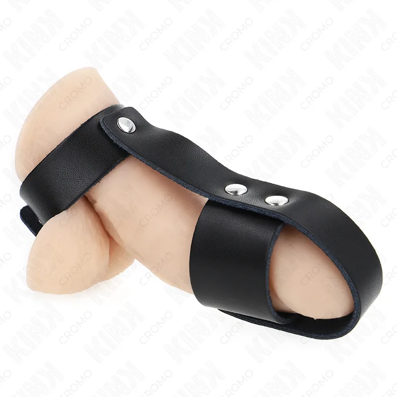 Kink - Anel de Couro para Pénis com Divisor de Bolas Ajustável