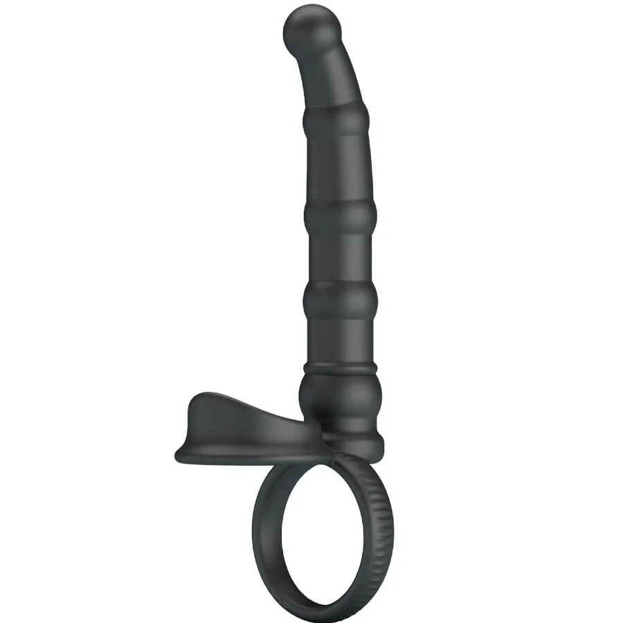 Pretty Love - Tatum Vibrating Penis Ring with Plug 10 Vibrations Black