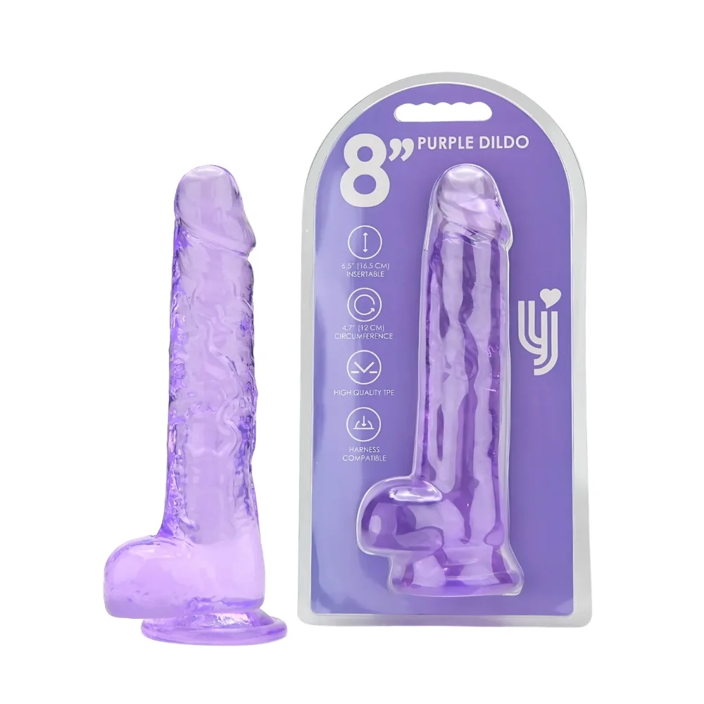 Loving Joy Dildo 8 Polegadas com Testículos Roxo