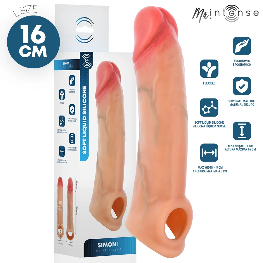 Mr Intense - Capa de Silicone para Pénis Simon L 16 cm -Ø- 4,5 cm