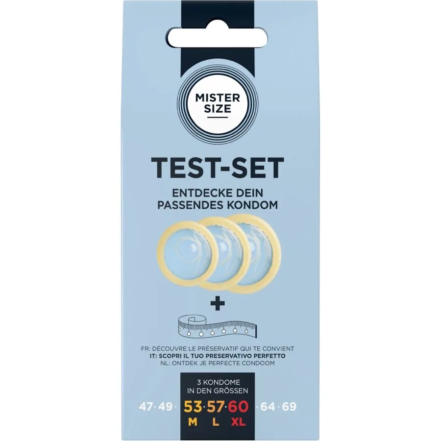 Mister Size - Test Set 3 Different Sized Condoms + Measuring Tape