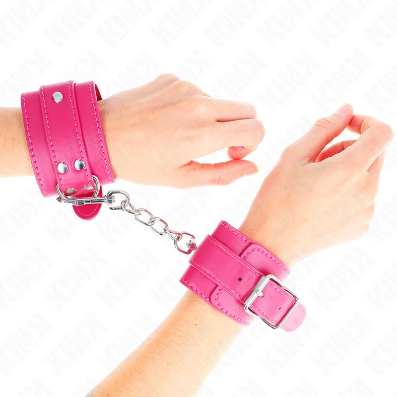 Kink - Punhos Raspberry Rose com Forro Raspberry Rose Ajustável 20-28 cm X 5,5 cm