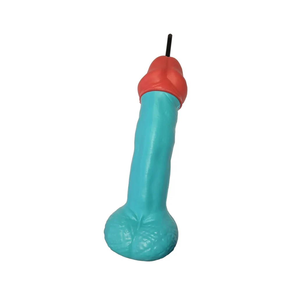 Penis Shaped Cup with Straw Blue