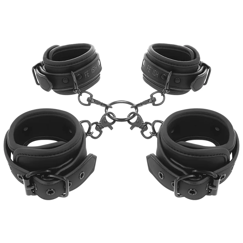 Fetish Submissive - Conjunto de Algemas de Mãos e Tornozelo com Forro de Noprene