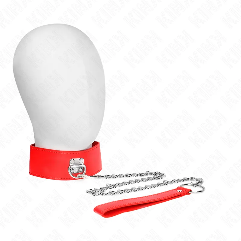Kink - Colar com Cinto 65 cm com Alça Larga Vermelha Ajustável 33,5-41 cm X 5 cm
