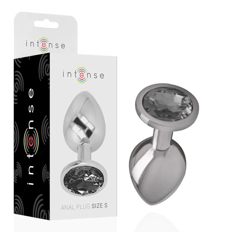 Intense - Plug Anal de Metal de Alumínio com Cristal Preto Tamanho S