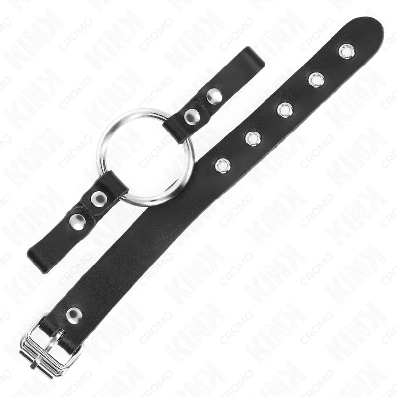Kink - Leather Penis Ring with Buckle Closure 22 X 2 cm with Metal Ring 4 cm