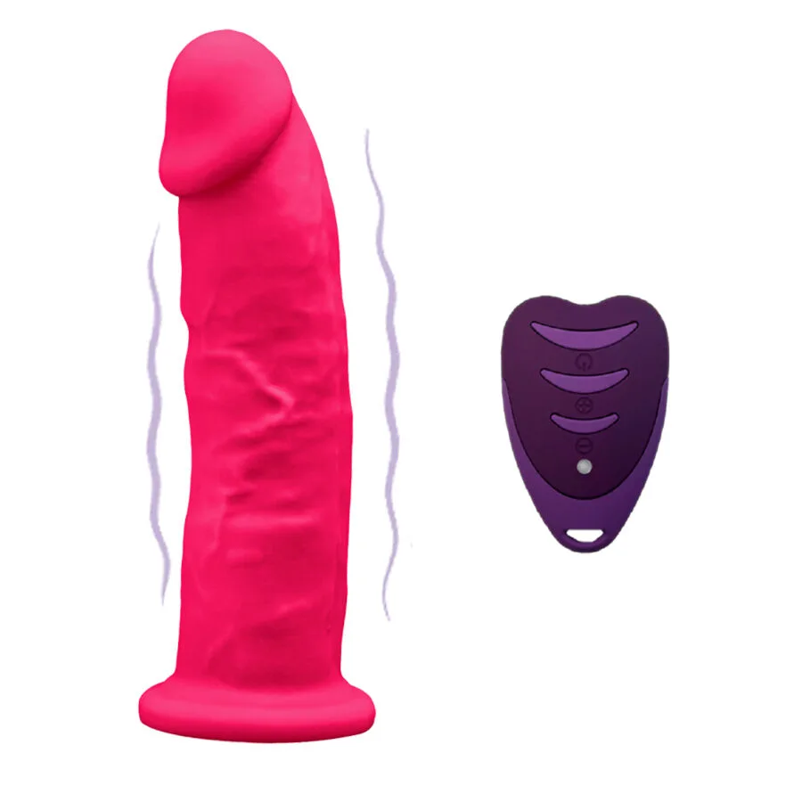 Silexd - Modelo de Pénis Realista 2 Rosa + Controle Remoto Lrs 17 cm