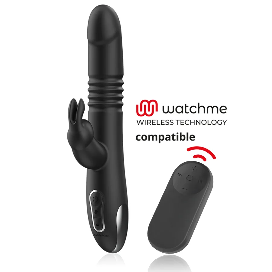 Preto&Silver - Kenji Vibrador Rabbit Up & Down + Controlo Remoto Watchme